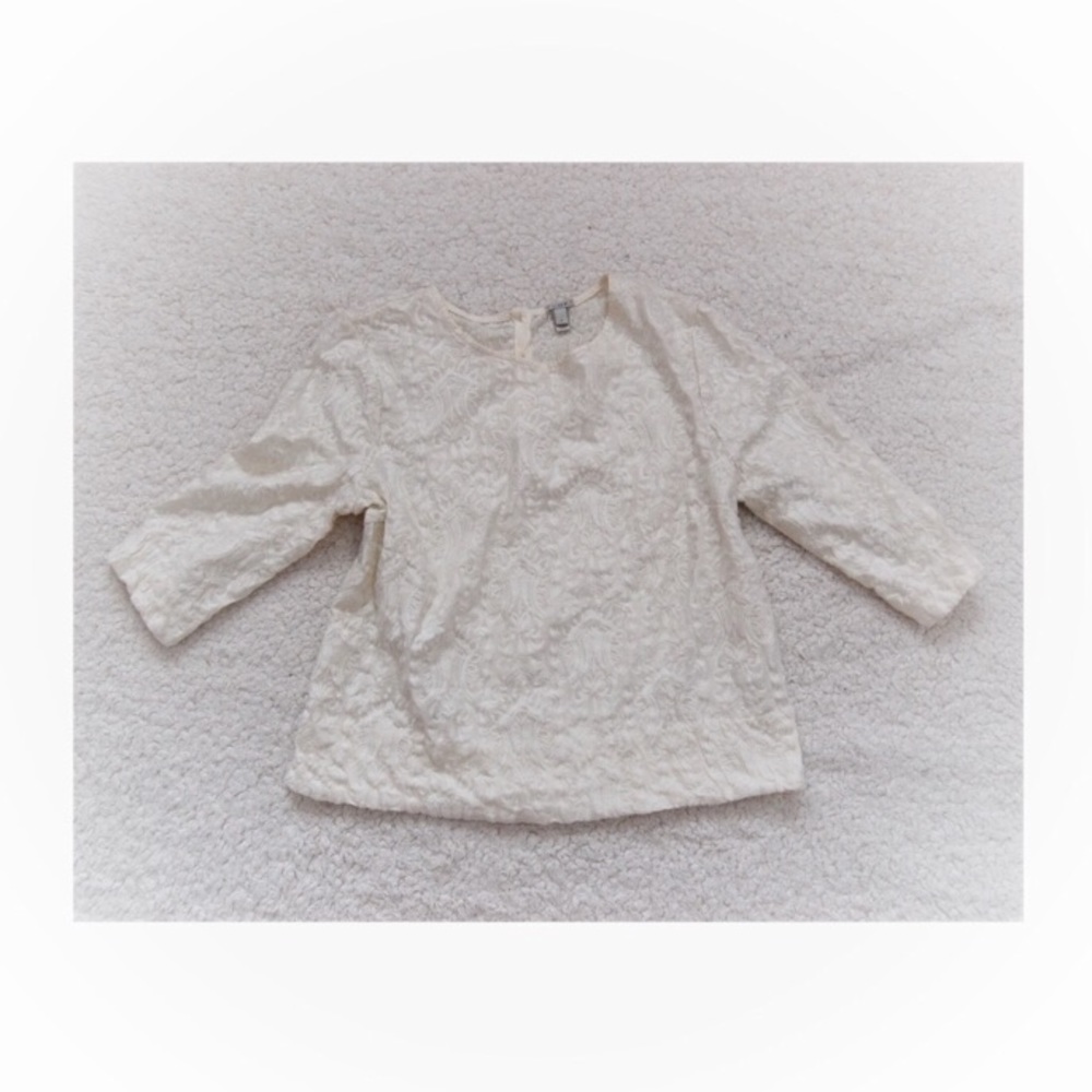 J crew ivory lace 3/4 Sleeve Blouse Sz Medium